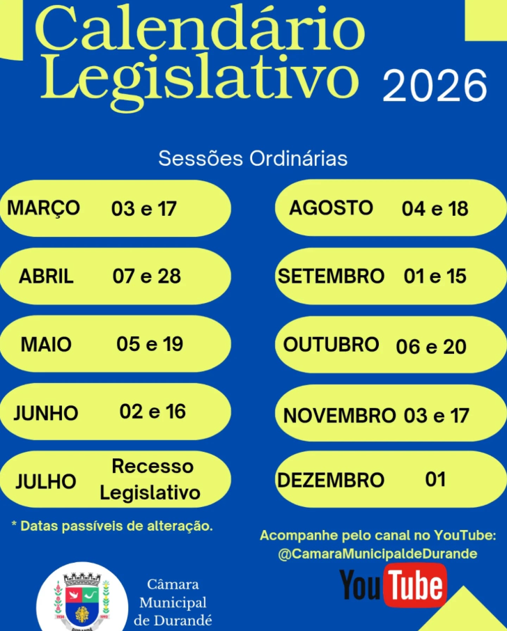 Calendário Legislativo - 2026