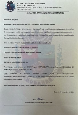 Pregão Eletrônico N º 01/2025